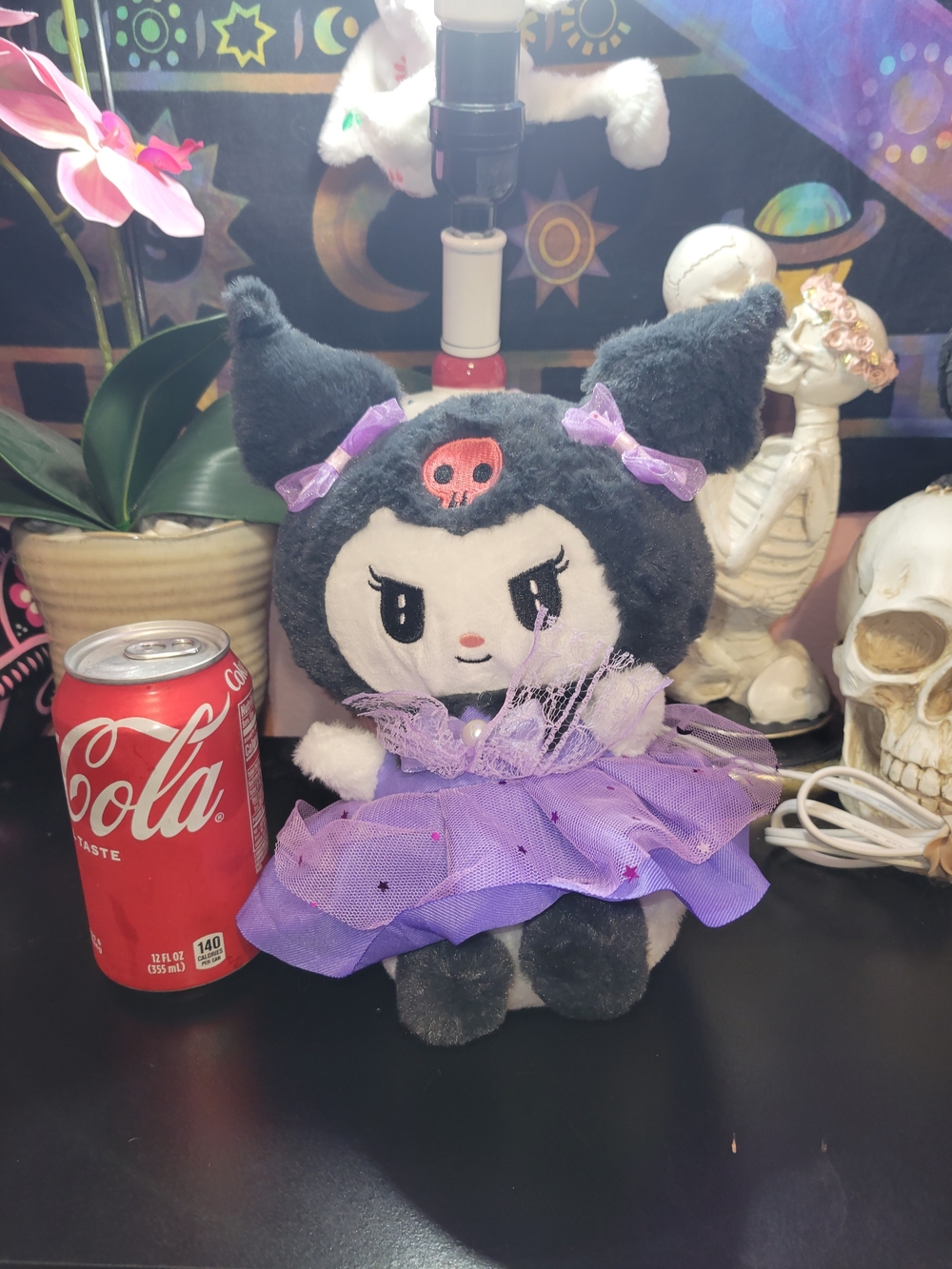 Sanrio Kuromi Plush Doll in Sparkly Purple Tutu